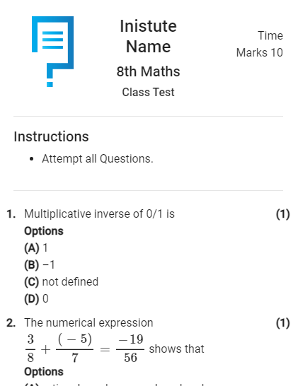 Chapter 1 MCQ Rational Numbers